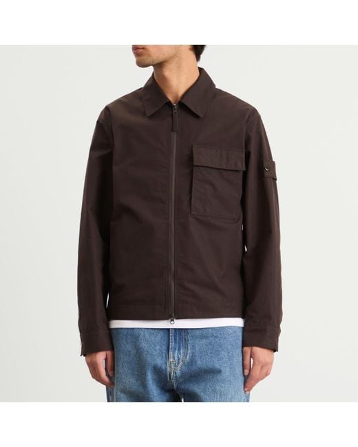 Stone Island Brown Ghost Weatherproof Cotton Canvas Shirt Jacket for men