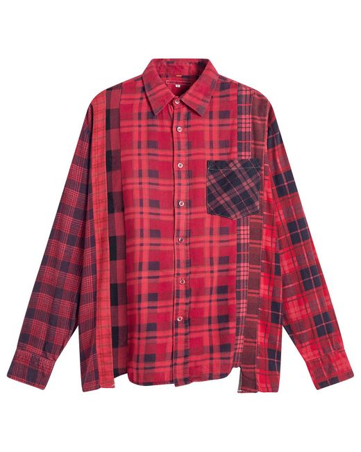 Needles Red 7 Cuts Over Dyed Flannel Shirt for men