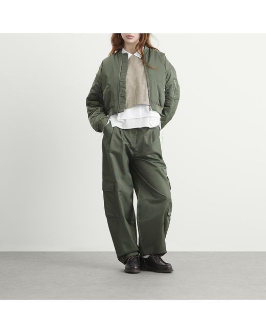 Stel Green Nylon Bomber Jacket