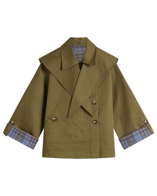 Damson Madder Green Reversible Jerry Crop Trench Coat