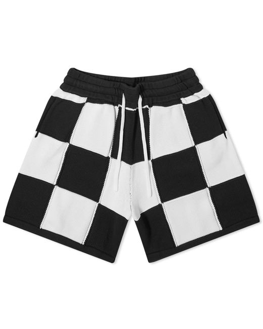 Cole Buxton Black Checkered Knit Shorts for men