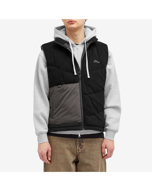 Dime Black Wave Stitch Gilet for men