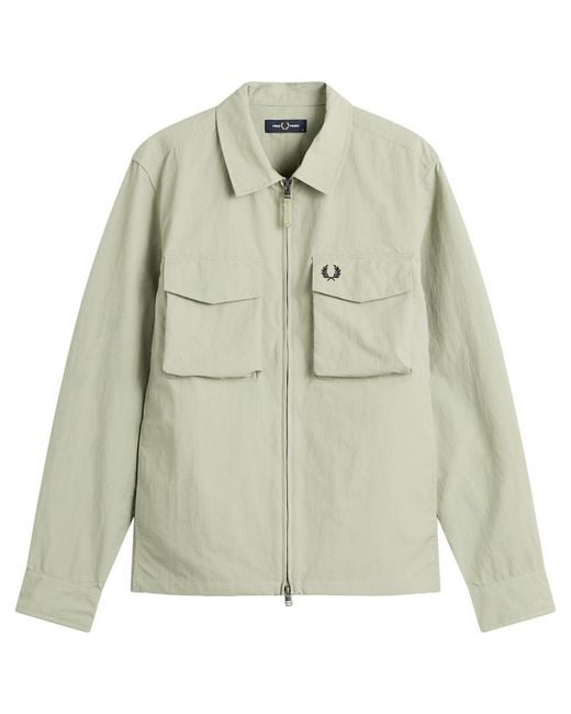 Fred Perry Green Ripstop Pocket Overshirt for men