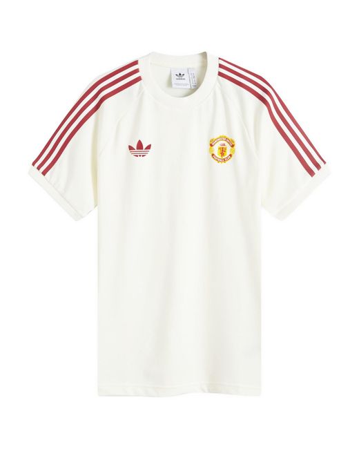 Adidas White Manchester United Fc Og 3 Stripe T-Shirt for men
