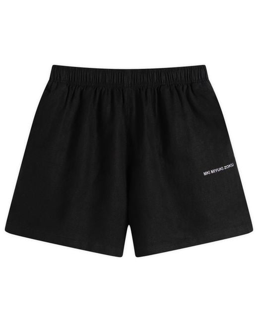 MKI Miyuki-Zoku Black Linen Wide Leg Shorts for men