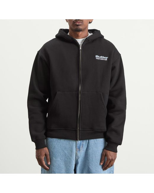 Butter Goods Black Internationale Zip Hoodie for men