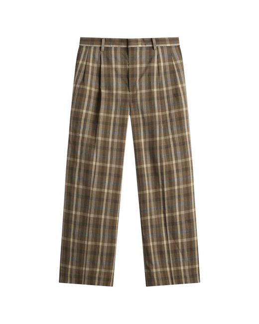 Auralee Gray Wool Check Two-Tuck Slacks