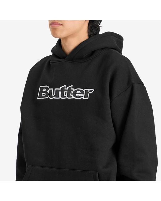 Butter Goods Black Satin Logo Applique Hoodie for men