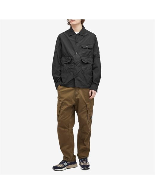 C P Company Black Chrome-R Full Button Overshirt for men