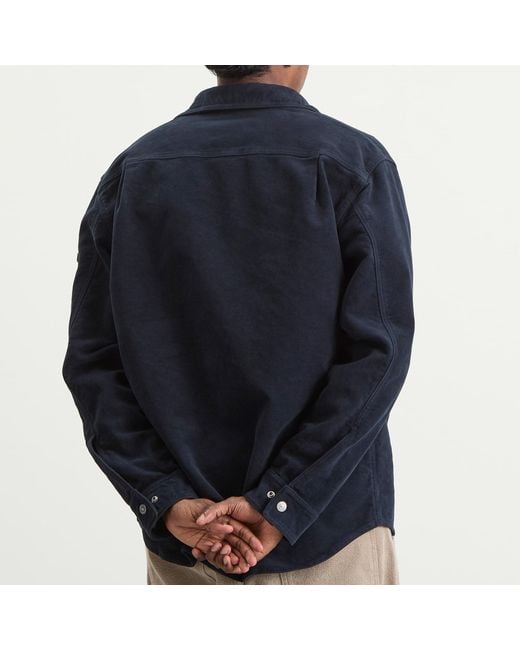 Stone Island Cotton Moleskin-Tc Overshirt in Blue for Men | Lyst UK