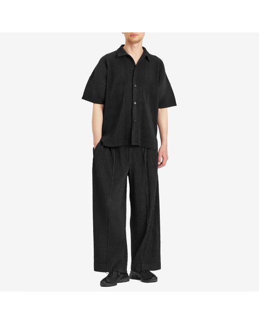 Homme Plissé Issey Miyake Black Pleated Vacation Shirt for men