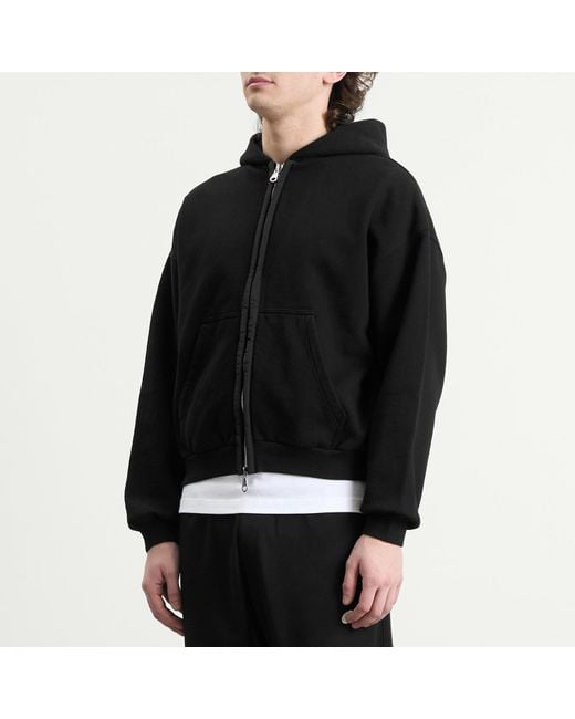 Cole Buxton Black Nylon Tape Zipped Hoodie for men