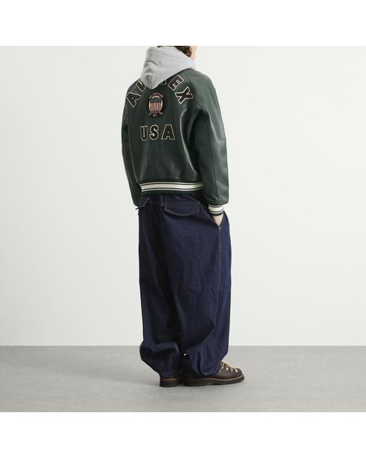 Avirex Green Icon Leather Jacket for men