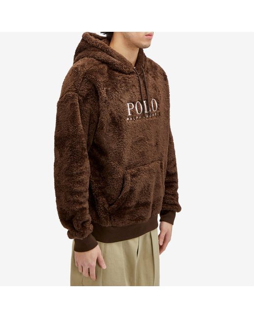 Polo Ralph Lauren Brown High Pile Fleece Hoodie for men