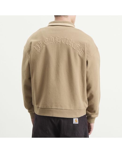 Pleasures Natural Drift Zip Long Sleeve Polo for men