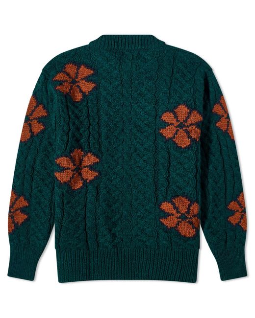 Howlin' By Morrison Green Howlin' Cabled Flowers Crew Knit for men
