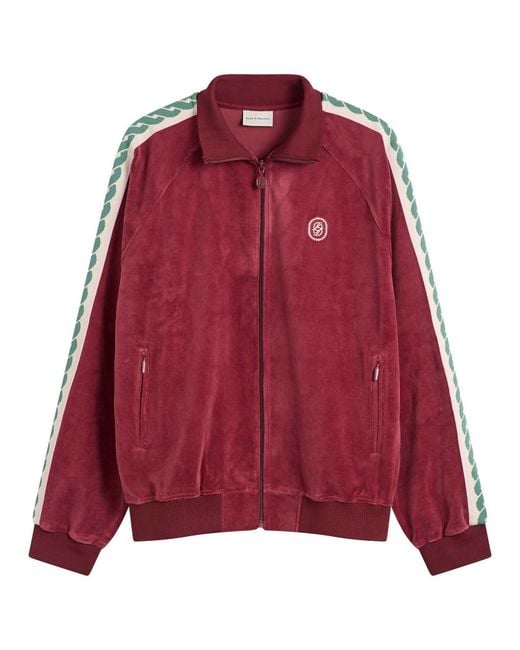 Drole de Monsieur Red Drole De Monsieur Velvet Zip Jacket for men