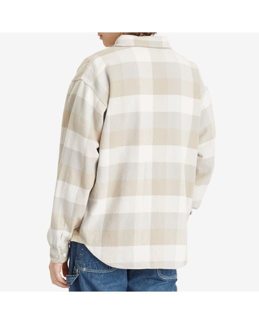 Beams Plus White Flannel Plaid Shirt for men