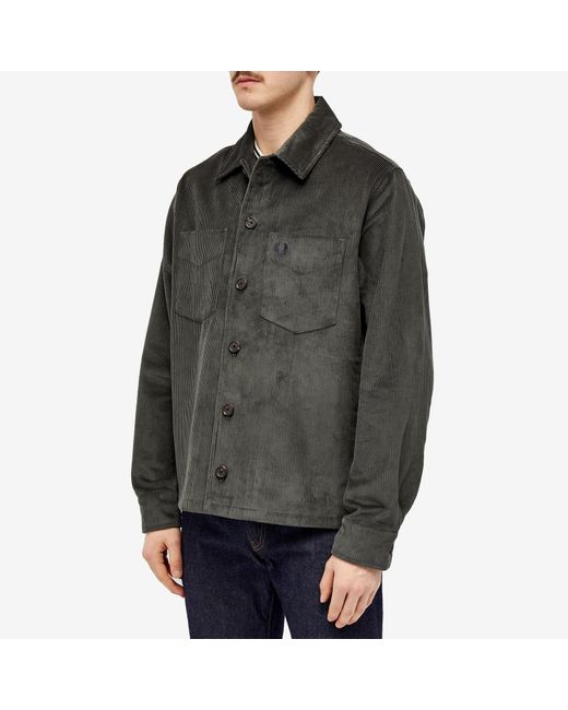 Fred Perry Gray Cord Overshirt for men