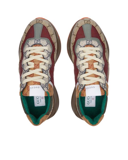 Gucci Brown Rhyton Monogram-print Canvas Low-top Trainers for men