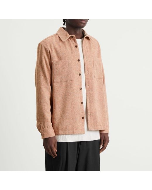 Wax London Natural Whiting Wool Fleck Overshirt for men