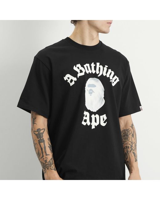 A Bathing Ape Black Gothic College T-Shirt for men