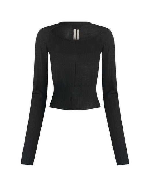 Rick Owens Black Cropped Pullover Top