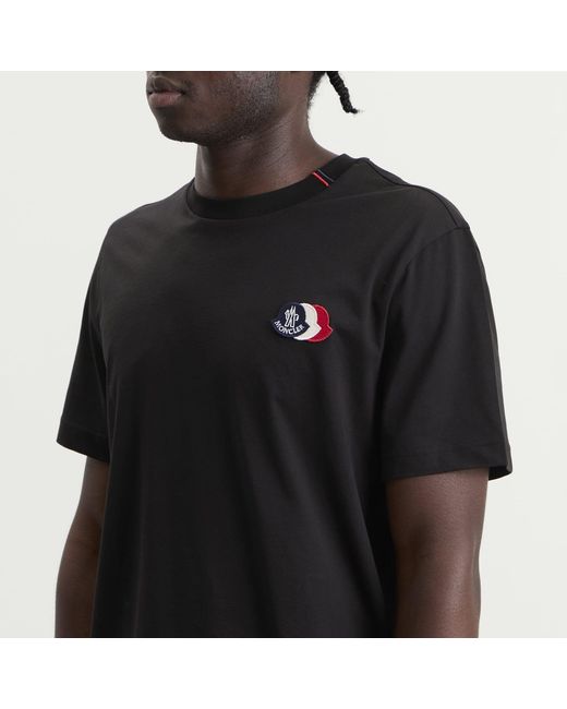 Moncler Black Cotton Patch Logo T-Shirt for men