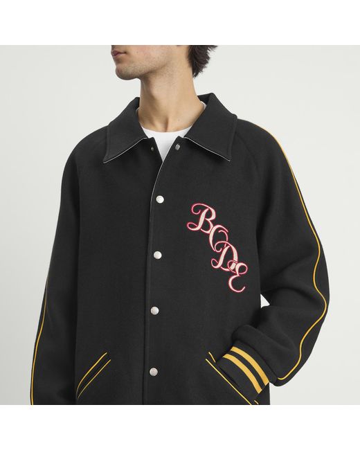 Bode Black Monogram Snap Reversible Jacket for men