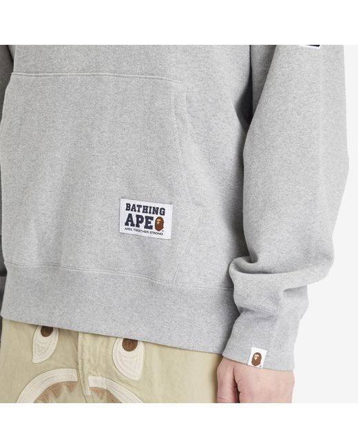 A Bathing Ape Gray Baseball Logo Relaxed Fit Pullover Hoodie for men