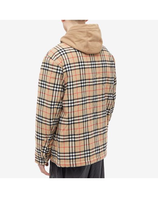 Burberry Calmore Wool Check Shirt Jacket in Brown for Men | Lyst