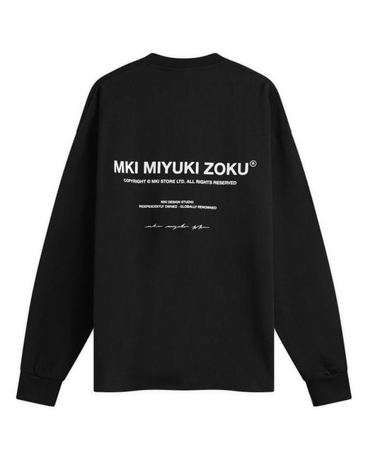MKI Miyuki-Zoku Black Design Studio Long Sleeve T-Shirt for men
