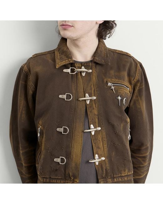 THUG CLUB Brown Cotton Jacket for men
