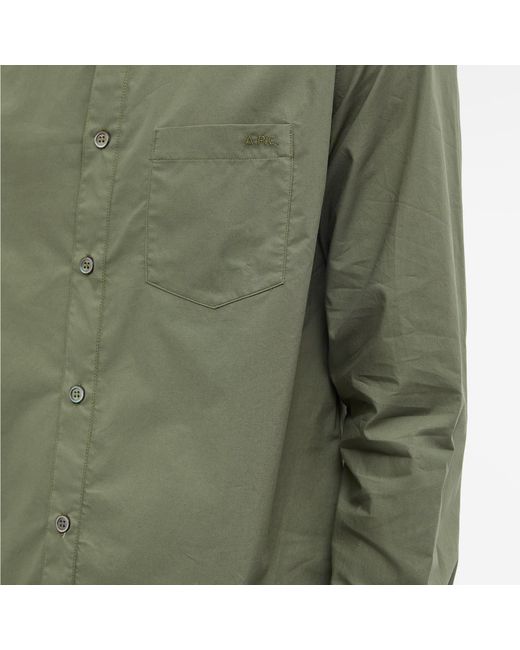 A.P.C. Green Eduoard Logo Button Down Shirt for men