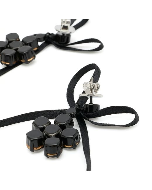 Simone Rocha White Mini Daisy Drop Bow Earrings