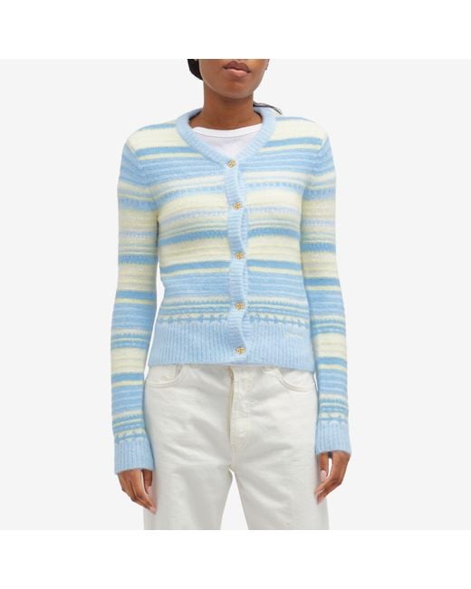 Ganni Blue Stripe Cardigan