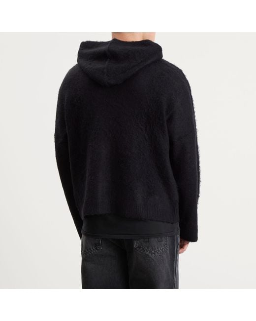 Represent Black Textured Borg Hoodie for men
