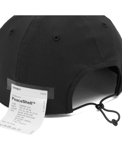 Satisfy Black Peaceshell Running Cap for men