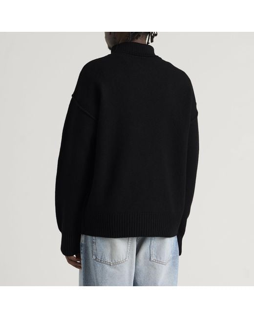 AMI Black Rollneck Contrasted Adc Jumper for men