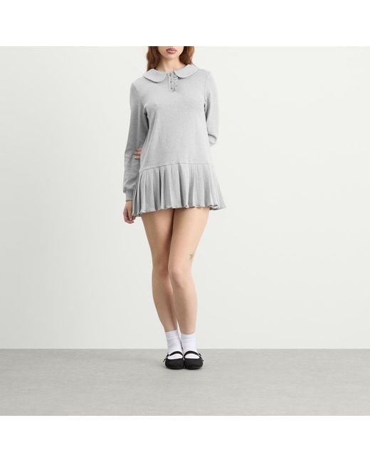 My Mum Made It White Polo Mini Long Sleeve Pleat Dress