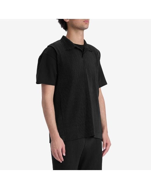 Homme Plissé Issey Miyake Black Pleated Mesh Vest for men