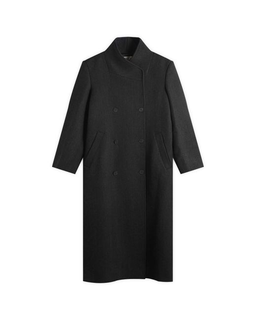 Rohe Black Folded Collar Double Breasted Coat
