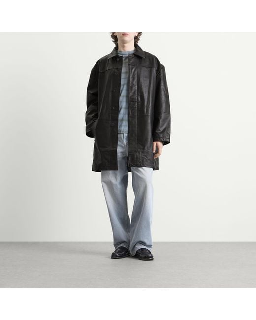 Deadwood Black Bloke Leather Car Coat for men