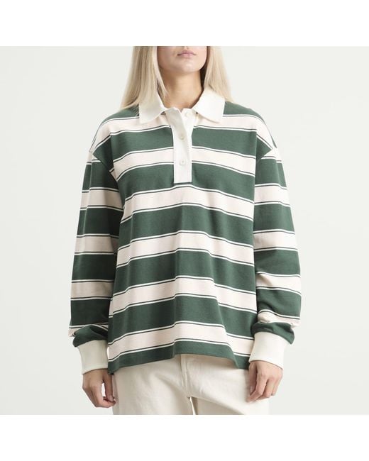Closed Green Stripe Rugby Top