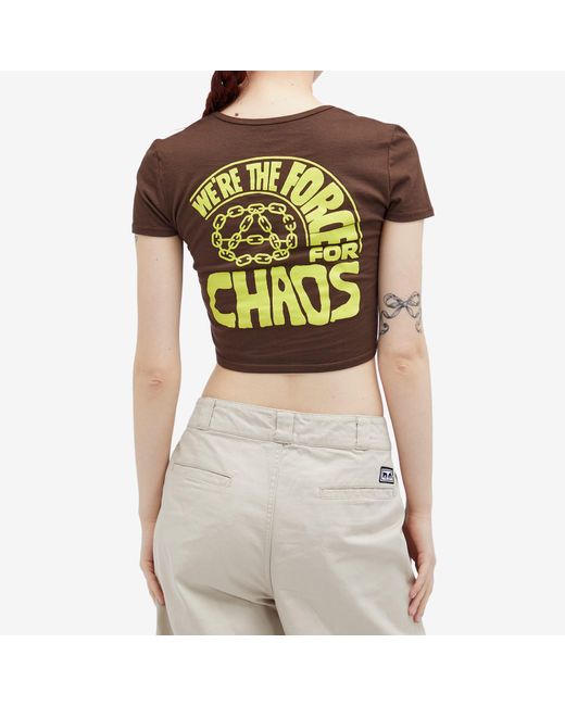 Obey Brown Force For Chaos Crop T-Shirt