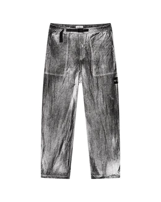 Stone Island Gray Dense Nylon-Tc Hand Sprayed Reflective Trousers for men