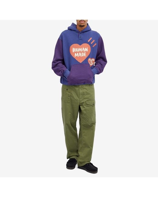 Human Made Blue Colorblock Hoodie for men