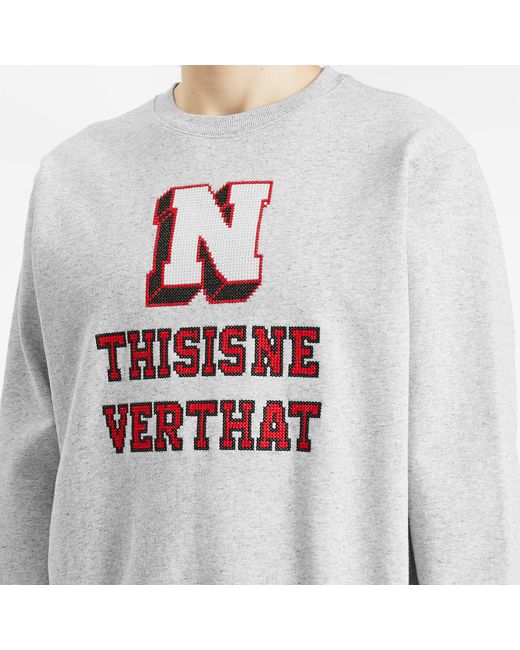 Thisisneverthat Gray Cross Stitched Crew Sweatshirt for men