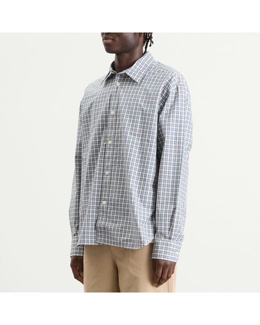 Norse Projects Gray Falster Fine Check Oversized Shirt for men