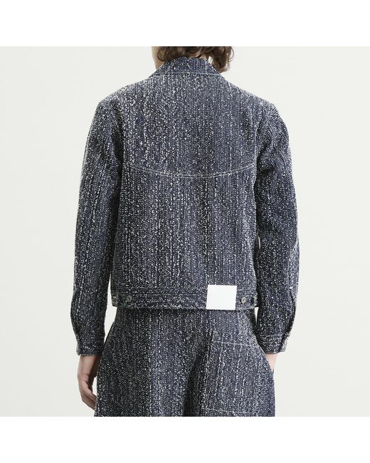 SAGE NATION Gray Needle Punch Denim Jiji Jacket for men